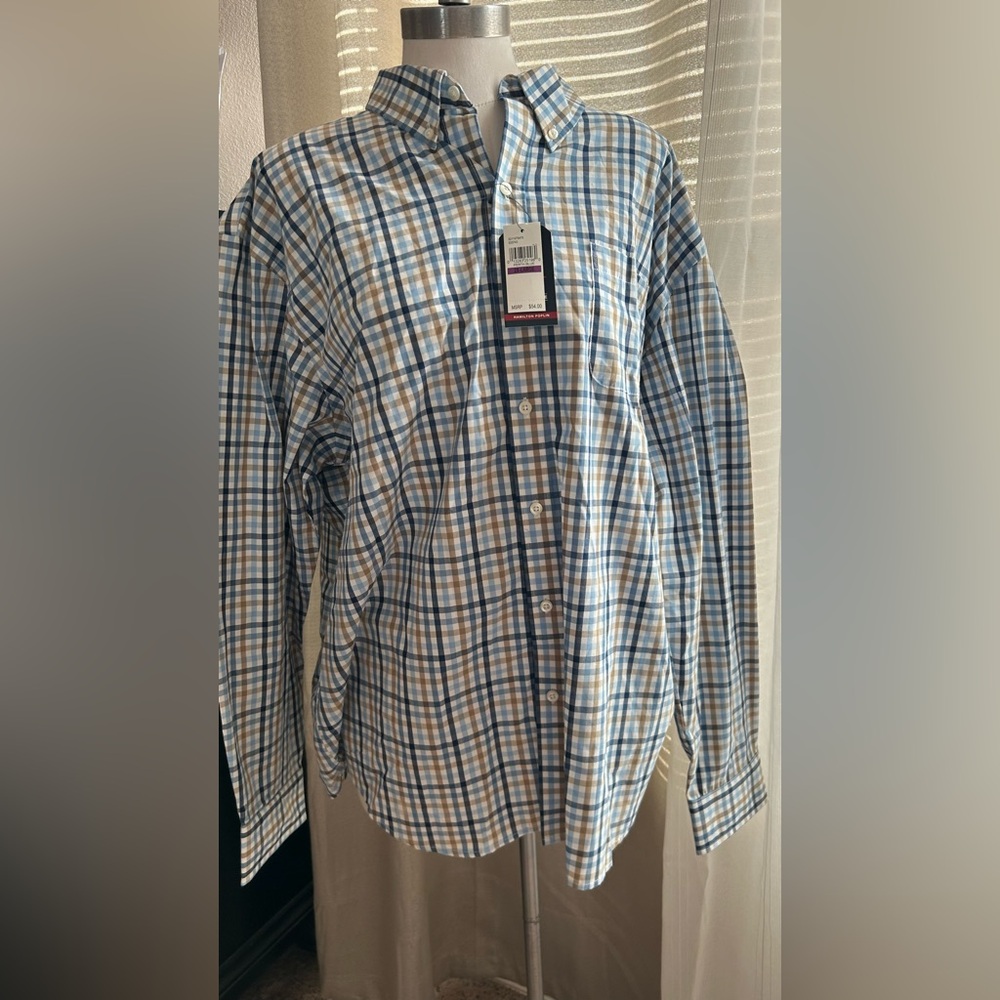 NWT!!!Arrow Hamilton Poplin Wrinkle Free Plaid Button-Down Shirt 2XL